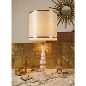 vintage pink opaline Murano glass table lamp mid-century modern hand blown
